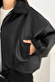 İçi Kürklü O Oversized Women's Leather Jacket Coat - 4