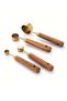 Premium Wooden Handle Gold Color Kitchen Measuring Spoons - 4 Piece Set - 7