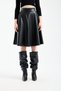 Women's Elastic Waist Faux Leather Flared Skirt - 2
