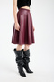 Women's Elastic Waist Faux Leather Flared Skirt - 2
