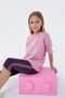 Girl's Crew Neck Embroidered Summer Relaxed Fit Pink Leggings Set Us2500-C-V2
