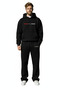 Men's Black Baggy Fit Tracksuit Set - 3 Thread Ş Fleece-Lined Cotton Combed, Wide Leg K Hooded Set