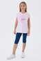 Girl's Crew Neck Embroidered Summer Relaxed Fit Pink Leggings Set Us2511-C-V1 - 5