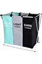 Laundry Hamper Sorter Basket Foldable 3 Sections with Aluminum Frame - 4