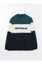 Green Crew Neck Color Block Men's Sweatshirt - 5