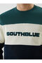 Green Crew Neck Color Block Men's Sweatshirt - 3