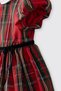 Baby Girl Peter Pan collar Bow Detailed Short Sleeve Plaid Red Party Dress - 2