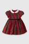 Baby Girl Peter Pan collar Bow Detailed Short Sleeve Plaid Red Party Dress