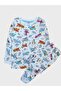 Boys' 100% Cotton Fabric White Color Airplane Helicopter Pattern Long Sleeve Winter Pajamas Set - 2