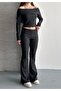 Women's Madonna Collar Blouse and Flared Leggings Two-Piece Set - 6