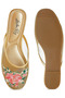 Women Floral Embroidered Mesh Mules in Gold - 5