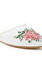 Women Floral Embroidered Mesh Mules in White - 4