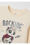 Girls' Regular Fit Beige Pure Cotton T-Shirt With Print - 3