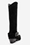 Helios Black Suede Genuine Leather Buckle Women's Western Boots - 7