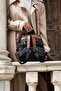 Women's Satin Leather Shiny Buckle Detailed Comfortable Strap Both Stylish and Daily Use Backpack 730 - 2