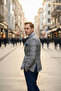 Ferruci Men's Black - Blue Plaid Slim Fit Slim Fit Mono Collar Sports Blazer Jacket - 6