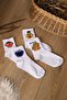 4 Pairs Women Men Colorful Patterned White College Socks Cotton Unisex White Socks