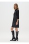 Black Patent Effect Regular Fit Dress With Zip - 2