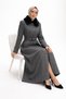 Elara Fur Collar Belted Long Coat - 4