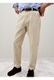 Beige Stretch Cotton Trousers With Carrot Fit - 3