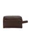 Men's Vegan Leather Brown Portfolio Clutch Shaving Cosmetic Care and Daily Handbag - 3