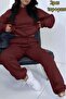 Women's Burgundy Hooded Sweat Tracksuit Bottom Set