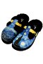 Women's Vegan Leather Blue Plush Slippers - Vincent Van Gogh the Starry Night Design