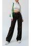 Women's Brown Stretch Fabric Super High Waist Loose Bitter Brown Leg Denim Palazzo Pants - 4