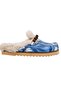 Women's Vegan Leather Blue Plush Slippers - Bunny Bloom Design - 7