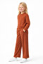 Crew Neck Stone Printed Brick Color Girls' Two-Piece Set - 2