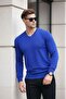 Men's Premium Blue V-Neck Knit Sweater - 4