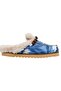 Women's Vegan Leather Blue Plush Slippers - Bunny Bloom Design - 4