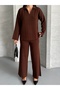 Polo Yaka Corded Fabric Bottom-Top Knitwear Set - 7