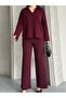 Polo Yaka Corded Fabric Bottom-Top Knitwear Set - 7