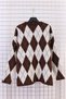 Women's Plus Size Stretch Fabric Crew Neck Oversized Plaid Argyle Pattern Soft Fleece-Lined Knitwear Sweater - 4