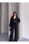 Corded Fabric Button Cardigan Flared Pants Knitwear Set - 6