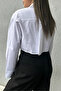 White Text Detailed Crop Shirt - 11672 - 3