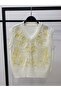 Yellow Embroidered Detailed Knit Sweater