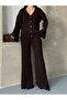 طقم تريكو مكون من قماش مجدّل سترة بأزرار و واسع الأرجل بنطلون - 6