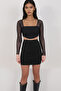 Black Lycra Glitter Mini Skirt with Internal Elastic Waistband and Lining Alc-X14910 - 3