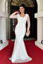 Full Beaded Fabric Degaje Collar Fish Dress - White - 2
