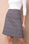 High Waist Lightweight Stretch Fabric Fabric Knee Length Bell Skirt-Anthracite Checkered Plaid - 4