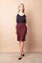 Women's Diagonal Lightweight Stretch Fabric Wool Fabric Front Slit Knee Length Pencil Skirt-Burgundy Diagonal