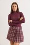 Women's Burgundy Plaid Mini Skirt with Shorts Made from Own Fabric Etk-19000381 - 6