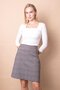 High Waist Lightweight Stretch Fabric Fabric Knee Length Bell Skirt-Anthracite Checkered Plaid - 2