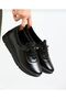 Women's Black Orthopedic Sole 4-Point Ballet Flat Mother Shoes - 3