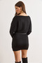 Women's Black Bat Belted Soft Textured Mini Dress Elb-19002580 - 3