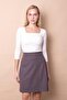 High Waist Lightweight Stretch Fabric Fabric Knee Length Bell Skirt-Plum Houndstooth - 3