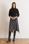 Women's Black Plaid Wool Effect Midi Wrap Skirt Etk-19000369 - 3