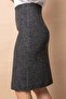 Women's Diagonal Lightweight Stretch Fabric Wool Fabric Front Slit Knee Length Pencil Skirt-Khaki Diagonal - 6